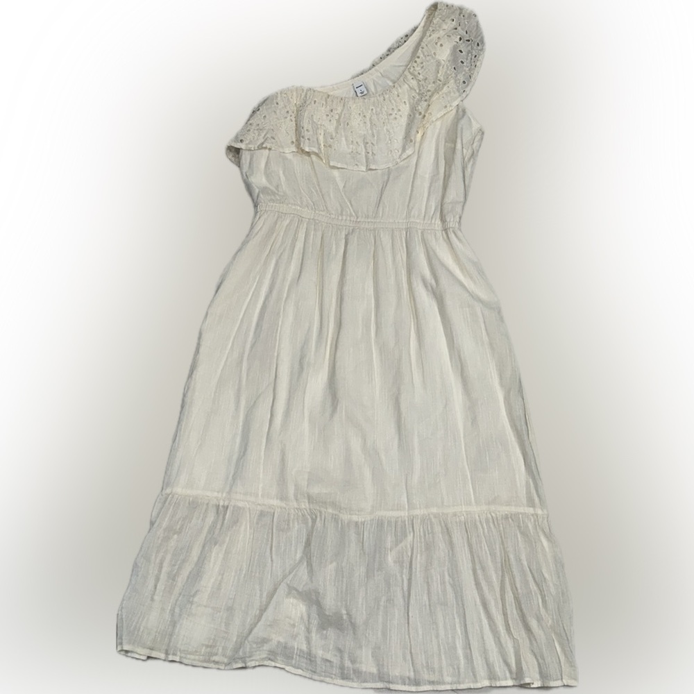 Old Navy White Eyelet One-Shoulder Midi Dress